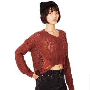 NWOT Distressed Sweater in Rust